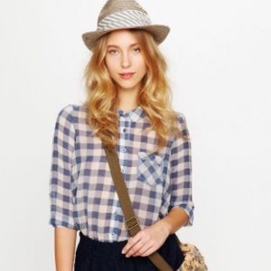 Blue and White Gingham Free People Top sz Small